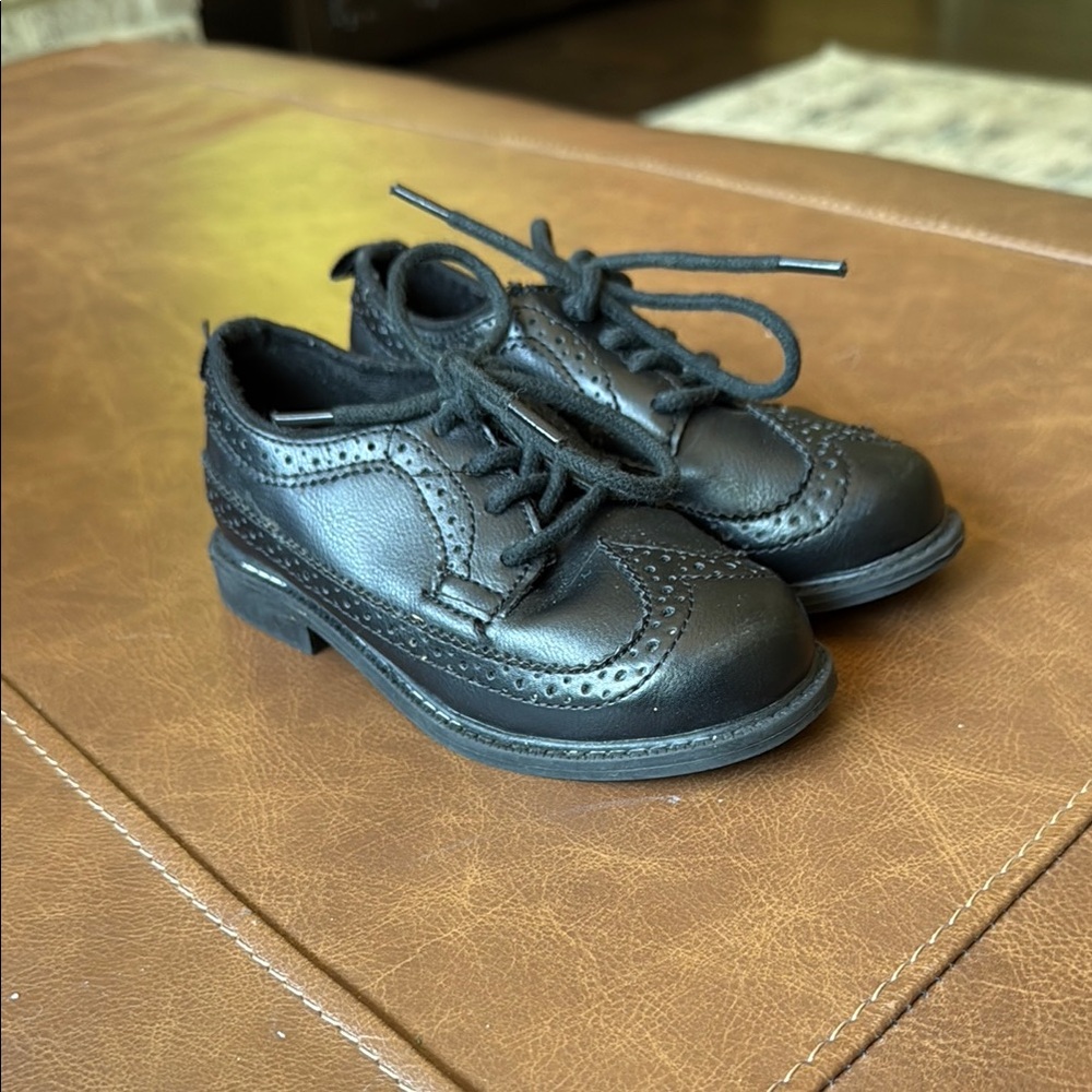 Carter's Black Dress Shoes with Brogue Detailing
